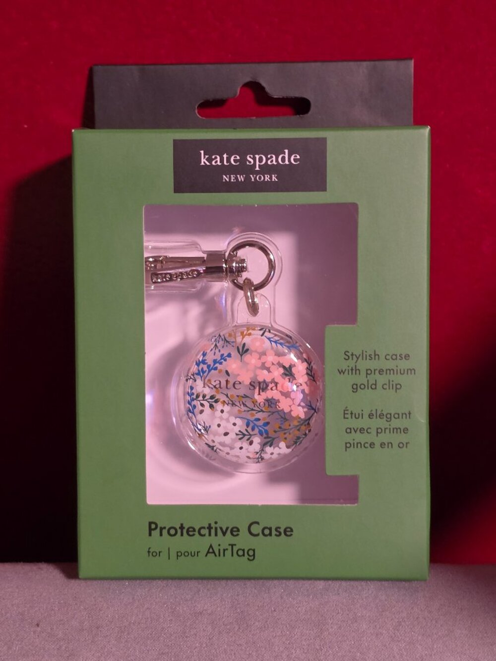 Kate Spade New York AirTag Holder - Floral Rose/Pacific Green